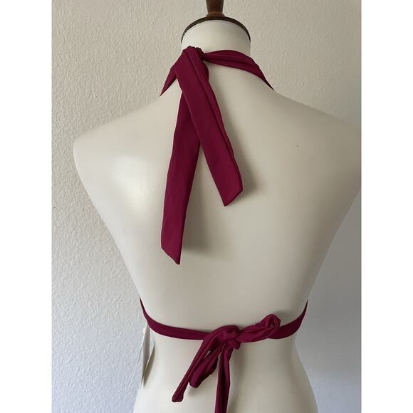 La Blanca Swim Bikini Top Plunge Triangle Cut Out Magenta Swimwear - Picture 5 of 7